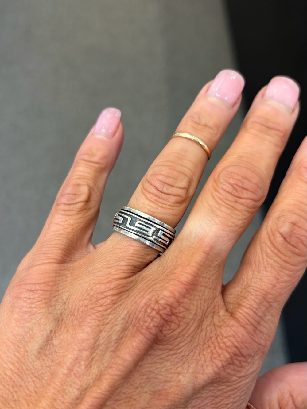 925 Sterling Silver Greek Key Band Ring